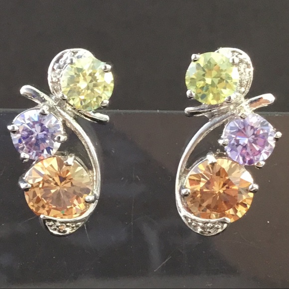 Necklace ER Set No Tarnish Sterling Silver CZ Pendant Earrings - Picture 5 of 6